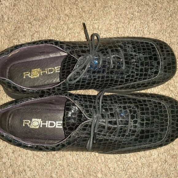 ROHDE-Dark Navy-Croc Pattern Patent with Texture-Superb-Leather-SZ 8UK-8.5 US - Picture 6 of 8